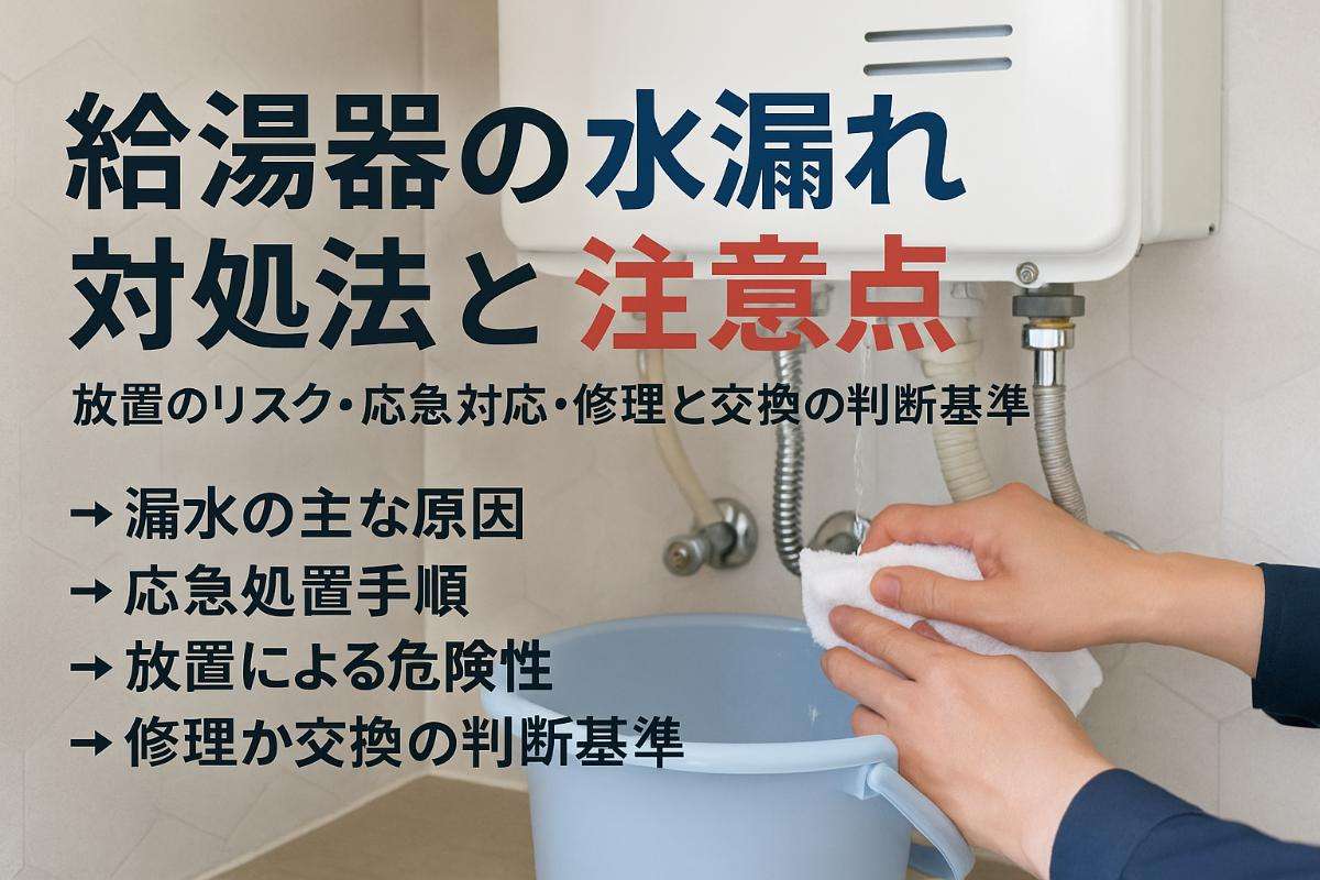 給湯器の水漏れが起きた時の原因と対処法を解説｜放置による危険・応急処置・修理費用や交換判断のポイント